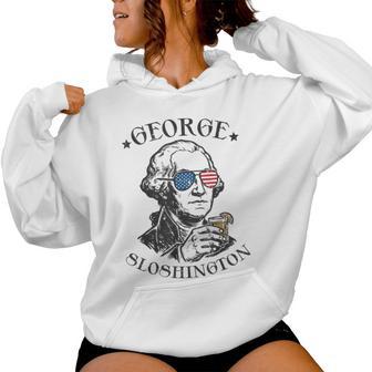 4Th Of July George Sloshington Washington Women Women Hoodie - Thegiftio UK