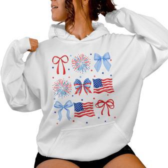 4Th Of July Usa Flag Coquette Firework Us America Girl Women Hoodie - Thegiftio UK