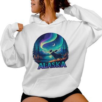 Alaska Northern Lights Aurora Alaska Vacation Kids Women Hoodie - Monsterry