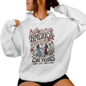 America Retro 250 4Th Of July Anniversary Boho Usa 250Th Women Hoodie - Thegiftio UK