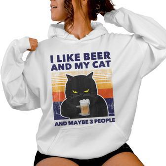 I Like Beer And My Cat And Maybe 3 People Beer Lover Felpa con cappuccio da donna - Novitaregali
