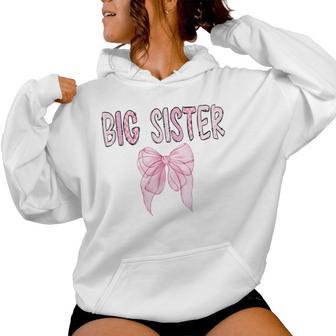 Big Sister Birthday Girl Matching Coquette Pink Bow Women Hoodie - Thegiftio UK
