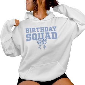Birthday Squad Coquette Toile Blue Bow Birthday Girl Party Women Hoodie - Thegiftio