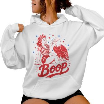 Boop Eagle Patriotic Vintage American Girl 250Th 4Th Of July Women Hoodie - Monsterry
