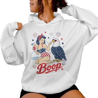 Boop Vintage Usa Girl And Eagle Patriotic Women Hoodie - Thegiftio UK