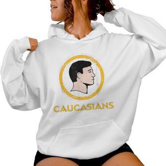 Caucasians Retro Sports Logo Pun Sarcastic Parody Women Hoodie - Thegiftio UK