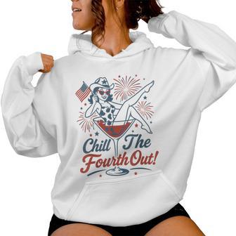 Chill The Fourth Out 4Th Of July Girl Martini Glass Women Hoodie - Thegiftio UK
