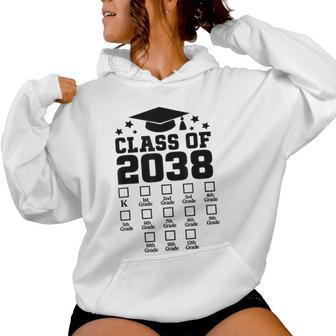 Class Of 2038 Grow With Me Checklist Kindergarten 12Th Grade Women Hoodie - Thegiftio UK