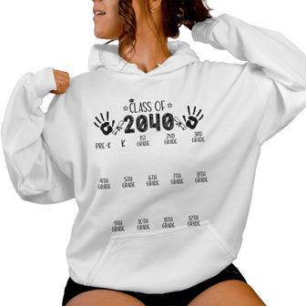 Class Of 2040 Grow With Me Pre-K To 12Th Grade Handprint Women Hoodie - Monsterry