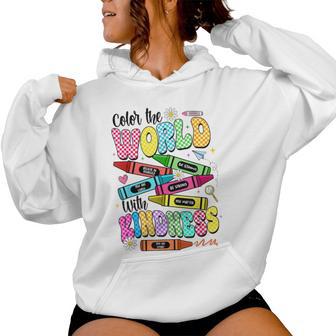 Color The World With Kindness Teacher Back To School Women Hoodie - Thegiftio UK