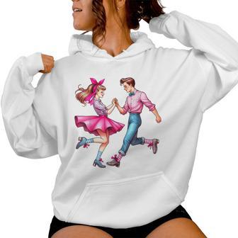 Coquette Bow Sock Hop Dance Dancer Partner 50S Girl Mom Pink Women Hoodie - Thegiftio