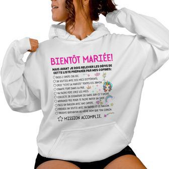Evjf Liste Jeux Drôle Enterrement Deie De Jeune Fille Sweat à capuche femme - Cadeauxyz