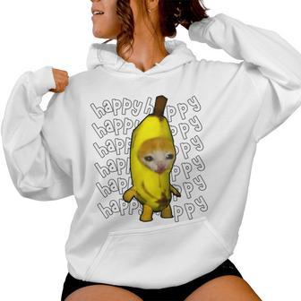 Feliz Plátano Gato Meme Bananacat Feliz Gatito Amantes De Gatos Meme Sudadera con capucha para mujer - Regaloses