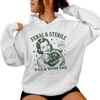 Feral And Sterile Raccoon Vintage Woman Hysterectomy Women Hoodie - Thegiftio UK