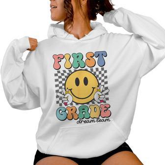 First Grade Dream Team Smile Face First Day Of 1St Grade Women Hoodie | Mazezy