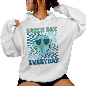 Earth Day Everyday Groovy Hippie Planet Anniversary Women Hoodie - Thegiftio