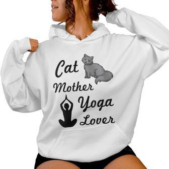 Gato Madre Yoga Amante Lindo Gatos Mamá Regalo Es Yogi Top Cuello Sudadera con capucha para mujer - Regaloses