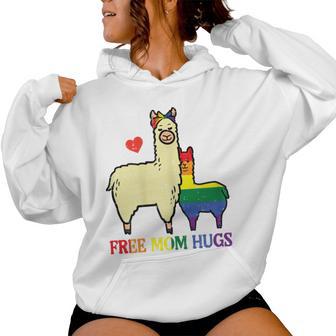 Gay Free Mom Hugs Llama Rainbow Pride Flag Lgbtq Mama Women Women Hoodie - Thegiftio UK