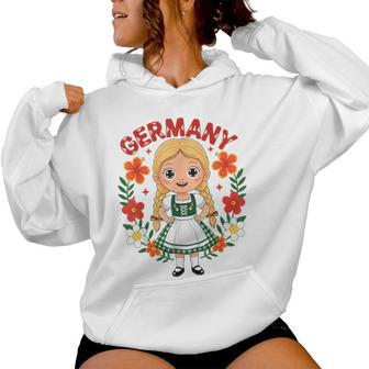 Germany German Girl Traditional Dress Flowers Heritage Women Hoodie - Monsterry