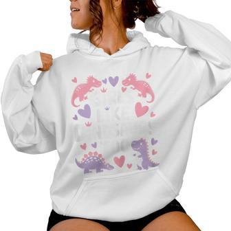 Girls Like Dinosaurs Too Pink Cute Dino Women Hoodie - Thegiftio UK