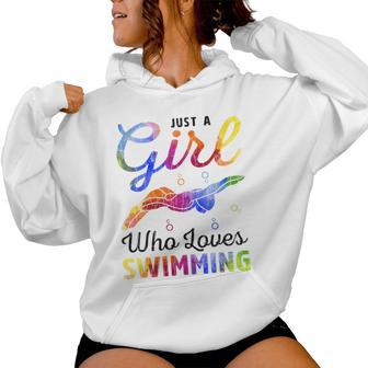 Gráfico Divertido De Jugador De Natación De Just A Girl Who Loveswimming In Mangas Sudadera con capucha para mujer - Regaloses