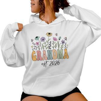 Grandma Est 2026 Wildflower Promoted To Grandma Women Hoodie - Thegiftio UK