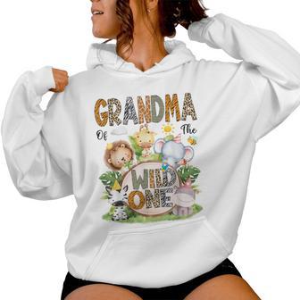 Grandma Of The Wild One 1St Birthday Safari Jungle Woodland Women Hoodie - Thegiftio