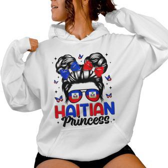 Haitian Princess Messy Bun Haitian Flag Day Girl Women Hoodie - Thegiftio