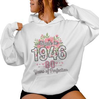 Hecho En 1946 Regalos Florales De 80 Cumpleaños Para Es De 80 Años Sudadera con capucha para mujer - Regaloses