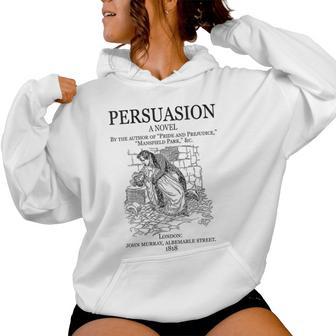 Jane Austen Persuasion Portada De Libro Literatura Clásica Cuello Sudadera con capucha para mujer - Regaloses