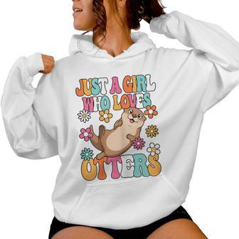 Just A Girl Who Loves Otters Cute Groovy Otter Kids Women Hoodie - Thegiftio UK