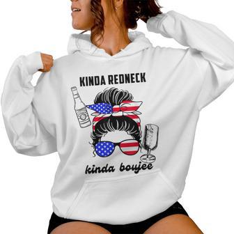 Kinda Redneck Kinda Boujee Messy Bun America Girl Women Hoodie - Thegiftio UK