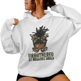 Loc'd Hair Messy Bun Black Woman Girl Camo Unbothered Women Hoodie - Thegiftio UK