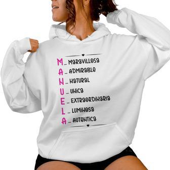 Manuela Regalo Personalizado Nombre Manuela Chica Cuello Sudadera con capucha para mujer - Regaloses