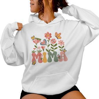 Mima Grandma Wildflower Retro Groovy Floral Mima Women Hoodie - Thegiftio UK
