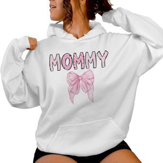Mommy Birthday Girl Matching Coquette Pink Bow Women Hoodie - Monsterry