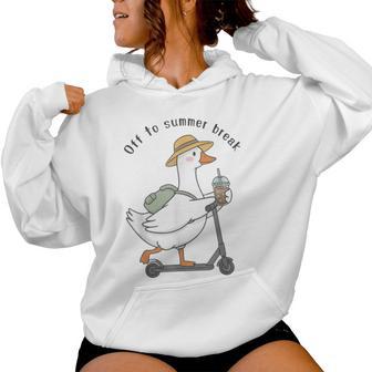 Off To Summer Break Goose Last Day Of School Teacher Women Hoodie | Seseable UK