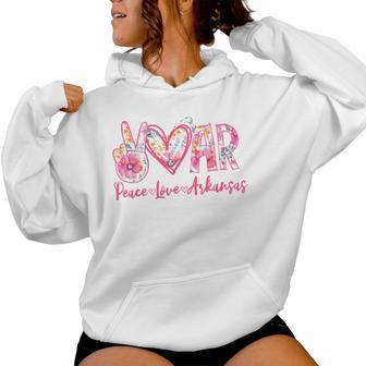 Peace Love Arkansas Floral Vintage Arkansas Pride State Women Hoodie - Thegiftio UK