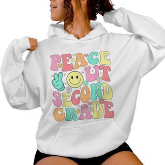 Peace Out Second Grade Groovy 2Nd Grade Last Day Of School Women Hoodie - Thegiftio UK