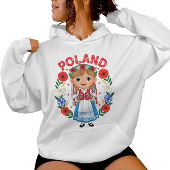 Poland Polish Girl Traditional Dress Flowers Heritage Women Hoodie - Monsterry