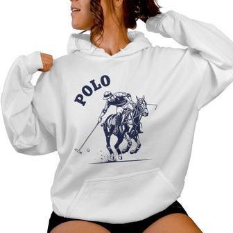 Polo Horse Riding Sportsman Silhouette Women Hoodie - Monsterry