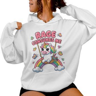 Rage Consumes Me Sarcastic Unicorn Girls Women Hoodie - Thegiftio UK