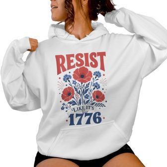 Resist Like It's 1776 Vintage Floral 4Th Of July Women Hoodie - Thegiftio UK