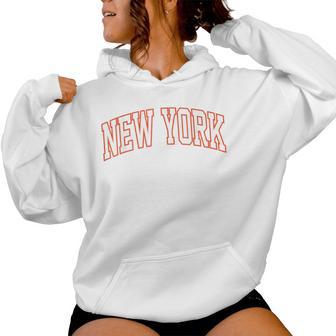 Retro New York Ny Blue Orange Vintage Ny White Women Hoodie - Monsterry CA