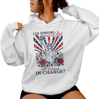 Retro Can Someone Please Just Put A Woman In Charge Women Hoodie - Thegiftio UK