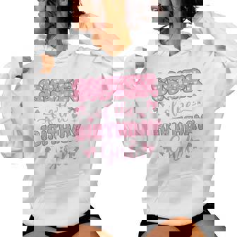 Sister Of Birthday Girl Coquette Bow Party Family Matching Women Hoodie | Seseable UK