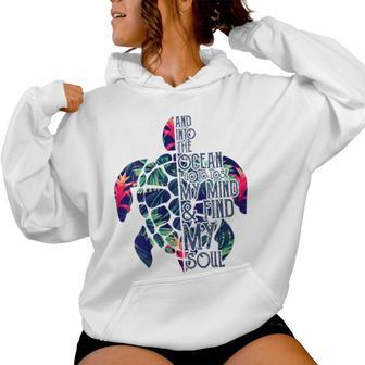 Tortugas Coloridas Buceourf Playa Amantes Del Océano Cuello Sudadera con capucha para mujer - Regaloses