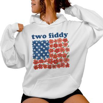 Two Fiddy American Flag 4Th Of July Girls Women Women Hoodie - Thegiftio UK