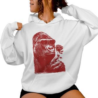 Valentine Gorilla Lunettes Deoleil Avec Cœur Animal Romantique Sweat à capuche femme - Cadeauxyz