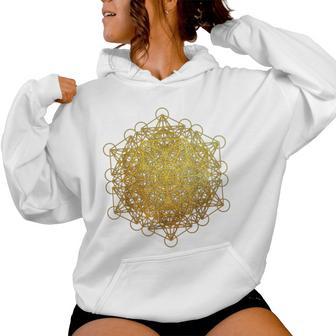 Vector Equilibrium 神聖なジオメトリーメタトロン 生命の花 レディースパーカー - Kawaiitshirt